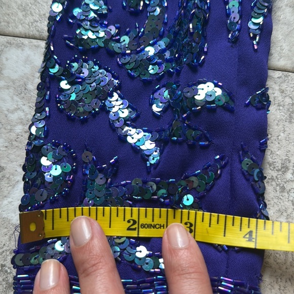 Vintage Peak Evenings Deep Purple/Indigo and Blue Turquoise Purple Sequin  Dress